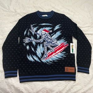 Surfing Skeleton Ugly Christmas Sweater Knit